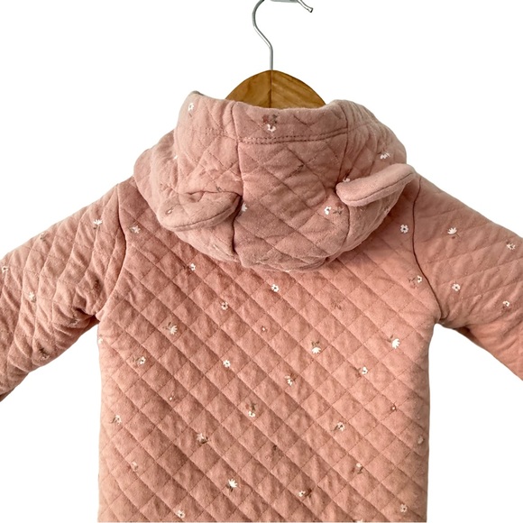 Carter's Soft Blush Pink Floral Quilted One Piece Bunting 6 Months - Picture 5 of 9